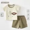 Conjunto de Roupa Dividida de Verão Fina para Bebês e Crianças Pequenas, Roupas de Bebê 100% Algodão Classe A, Roupa de Ar Condicionado para Recém-Nascidos, Conjunto de Manga Curta e Shorts