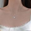 Collar Doble de Mariposa para Mujer, Diseño Geométrico Natural, Cadena Minimalista para Clavícula, Estilo Coreano, Uso en Capas