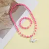 Contas Coloridas de Acrílico Joias Infantis Frescas e Doces Anjo Princesa Rosa Conjunto de Pulseira e Colar