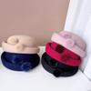 Boina elegante francesa de vison com pompom, chapéu de inverno quente para mulheres, chapéu de feltro de lã australiana que combina com tudo, chapéu de aeromoça