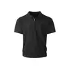 Camisa Polo Estilosa de Meio Zíper Estilo Americano, Manga Curta, Moda Retrô de Verão, Versátil, Casual, Top para o Dia a Dia