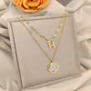 Collar Apilado de Doble Capa con Letra H Lujo Ligero Nicho Cadena de Lana Largo 2023 Nuevo Moda Celebridad de Internet Mismo Estilo Versátil