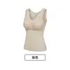 Camisola de Seda con Adorno de Encaje para Otoño e Invierno para Mujer, Top Térmico de Algodón Cepillado con Almohadillas en el Pecho, Top Ajustado sin Mangas