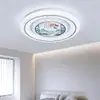 [Transfronterizo] Lámpara de Techo Inteligente Cisne Redonda para Dormitorio y Sala de Estar, Lámpara de Techo con Patrón Simple de Cristal, Control por Voz, Estilo Europeo y Americano