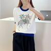 Fábrica de Roupas Femininas Atacado Desenho Animado Diamante Quente Pônei Camiseta Tricô Gola Redonda Manga Curta Bonito Casual Solto Top