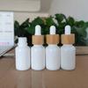 Nueva botella de aceite de porcelana blanca tapa con veta de madera botella gotero 30ml botella de porcelana blanca 100ml botella de aceite tapa con veta de madera gotero