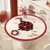 Mantel Redondo Año Nuevo 2026 Modelo Nuevo Impermeable y Resistente al Aceite Mantel Sin Lavado Rojo Festivo Antideslizante Mantel Protector de Mesa