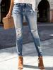 2025 Nuevo Transfronterizo Amazon Europeo y Americano Estación Independiente Jeans de Mujer Rotos Elásticos Ajustados Adelgazantes Pantalones de Mujer