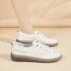 Zapatos Blancos de Cuero Genuino con Suela Suave Modelo Nuevo 2025 Resistentes al Desgaste de Suela Plana Ligeros Transpirables Modernos Casuales para Mujer