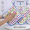Paño de Cocina de Terciopelo Coral con Puntos para Limpiar Mesas, Toalla Gruesa Absorbente para Lavar Platos con Cuerda para Colgar para Uso en el Hogar
