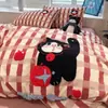 2026 Nuevo Juego de Cama de Algodón Cepillado de Dibujos Animados de Cuatro Piezas Funda de Edredón de Algodón Puro Juego de Sábanas de Tres Piezas para Dormitorio de Estudiante Ropa de Cama