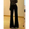 Pantalones deportivos acampanados de color sólido de estilo americano de cintura alta para mujer 2025 Nuevo cordón adelgazante drapeado de pierna ancha