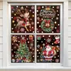 Pegatinas navideñas con efecto brillante, pegatinas de cristal de muñeco de nieve, para decorar escaparates de centros comerciales, pegatinas electrostáticas de Papá Noel