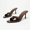 Sandalias de Tacón Alto con Punta Abierta y Punta Fina para Mujer, Tacones de Aguja, Zapatillas de Tacón Alto Peep-Toe de Una Sola Correa Simple Color Champaña, Suministro Transfronterizo