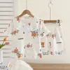 Conjunto de pijama de verano para niña de manga corta, algodón nube, cuello de muñeca, conjunto a juego para padres e hijos, ropa de casa fina para niñas pequeñas, medianas y grandes