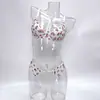 Comércio Exterior Sexy Francês Verão Renda Fina Estampa de Leopardo Conjunto de Sutiã para Mulheres com Seios Grandes Conjunto de Lingerie Sutiã de Renda