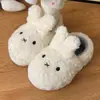 Lindas Pantuflas de Peluche de Conejo Miffy Estilo Japonés Corazón de Niña Conejo para Interior Hogar Pareja Pantuflas de Algodón para Calor y Prevenir el Frío en Invierno