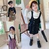 Conjunto de Ropa para Niña: Camiseta de Manga Larga con Letras y Vestido Camiseta Estilo Coreano, Nueva Moda de Otoño para 2026, Ropa Infantil de Comercio Exterior, Venta al por Mayor para Edades 3-8