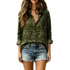 Camisa de cuello elegante transfronteriza europea y americana con estampado de leopardo, holgada, simple, a la moda, diaria, para mujer, casual, ropa de mujer