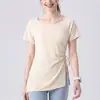 7A Transpirable Antibacteriano Manga Corta de Yoga para Mujer Cintura Lateral Fruncido Cordón Adelgazante Fresco Top Deportivo Cubre Cadera Ropa de Yoga