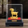 Enfeite auspicioso de ovelha dourada banhado a ouro, decoração de ovelha em tigela de tesouro para sala de estar, hall de entrada e escritório
