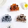 Garras de Cabelo Transparentes com Estampa de Leopardo de Tamanho Médio 4,5cm, Presilha de Cabelo Feminina para a Parte de Trás da Cabeça, Rabo de Cavalo Alto, Presilha Tubarão Quente de Venda Transfronteiriça