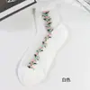 Calcetines para Mujer Primavera y Verano Nueva Moda Seda de Cristal Estilo Japonés Base de Algodón Calcetines de Seda de Tubo Medio Jacquard Seda de Cristal Calcetines para Mujer Venta al por Mayor