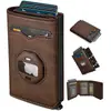 Amazon Borde a Borde Cartera de Cuero Genuino para Hombre Cartera con Rastreador de Posicionamiento Airtag Cartera para Hombre Anti-Magnética de Fibra de Carbono