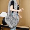 Chica Popular Sale a la Calle con Nueva Bolsa de Peluche de Amor Europea y Americana Imitación Piel de Mapache Felpa Gran Capacidad Bolso Cruzado Bolso de Hombro