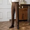 Pantalones casuales rectos de cintura media-alta para hombre, estilo retro británico, combinables, primavera y otoño de 2024