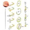 Conjunto de 13 Peças de Piercings de Nariz em Aço Inoxidável, Argolas Básicas para Nariz, Acessórios para Body Piercing, Piercings de Nariz de Coração com Zircônia