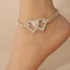 Tobillera gitana de strass con forma de diamante irregular personalizada de alta calidad transfronteriza, tobillera dorada al por mayor, tobillera de strass para la playa