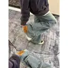 Jeans largos de rua estilosos, design de nicho, para usar do avesso, unissex, calças retas de hip-hop versáteis de comprimento total