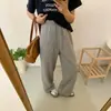 Calças largas de cintura alta, corte relaxado, com cordão na cintura, para mulheres, soltas e estilosas, emagrecem, calças casuais, calças com cordão bidirecional