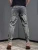 Jeans Novo Masculino Outono/Inverno 2026 com Forro de Lã, Espessado, Slim Fit, de Barra Reta para um Estilo Leve para o Trabalho