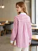 Za Vestuário Feminino Fornecimento de Comércio Exterior Primavera/Verão 2026 Nova Moda Elegante Europeia e Americana Camisa Listrada com Gola Reversível e Punhos Blocados por Cor