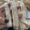 Renda com franjas de fio de algodão, borlas, fio de poliéster espesso, base de algodão, borda, cores fluorescentes, decoração colorida