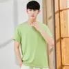 Nueva camiseta de primavera y verano 2021 para hombre, sudadera juvenil, color liso, camiseta básica, cuello redondo, manga corta, camiseta para hombre al por mayor