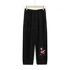 Pantalones cortos de algodón y seda para mujeres de mediana edad y mayores, bordados, talla grande, cintura elástica, pantalones casuales para madres y abuelas, pantalones tipo linterna de corte holgado