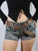 Cinturón Estilo Corte Bohemio con Hebilla Vintage de Mariposa con Pedrería, Textura Repujada, Hebilla Lisa y Cinturón para Jeans
