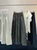 Calças cropped estilosas de perna larga com pregas tridimensionais para mulheres, nova coleção de outono, alta qualidade, emagrecimento, cobre o quadril, calças casuais de perna reta, modernas