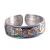 Joyería de Estilo Étnico con Plata Pura 999.9, Esmalte y Diseño de Murales de Dunhuang, Pulsera Ajustable