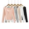 Camiseta de manga larga de dos piezas con costuras de encaje entalladas de estilo americano para mujer 2024 Nueva blusa elegante que favorece la figura