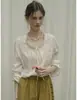 Blusa Branca com Gola de Renda para Mulheres, Moda Primavera e Verão, Estilo Francês, Design Simples, Camisa Casual Soltinha
