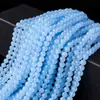 Contas redondas de água-marinha, contas soltas de calcedônia azul semiacabadas, componentes para pulseira e colar DIY, contas espaçadoras de cristal azul, atacado