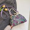 Nuevo Clip de Bolso Estilo Chino Hebilla Bolso de Noche Estilo Chino Portátil de Un Hombro Cruzado Casual Bolso de Moda Flor Bordada Bolso de Mujer