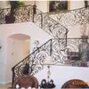 Pasamanos de Escalera de Hierro Forjado Estilo Europeo para Hotel, Proyecto de Barandillas de Escalera Artesanales de Hierro Forjado Estilo Casa Francesa