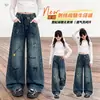 Pantalones Vaqueros de Niña Otoño 2026 Nuevos Llegados Estampado de Dibujos Animados Pantalones de Pierna Ancha para Niños Grandes Primavera y Otoño Pantalones Largos Rectos Adelgazantes
