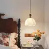 Luminária Pendente Vintage Estilo Francês para Quarto, Luminária Pendente Retro de Madeira Maciça e Tecido, Balcão de Bar, Corredor, Luminária Romântica de Cabeceira