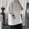 Camiseta Masculina Lisa de Manga Curta Verão 2022 Manga de Cinco Pontos Moda Estudante Solta Meia Manga Tamanho Grande Tamanho Grande Camiseta